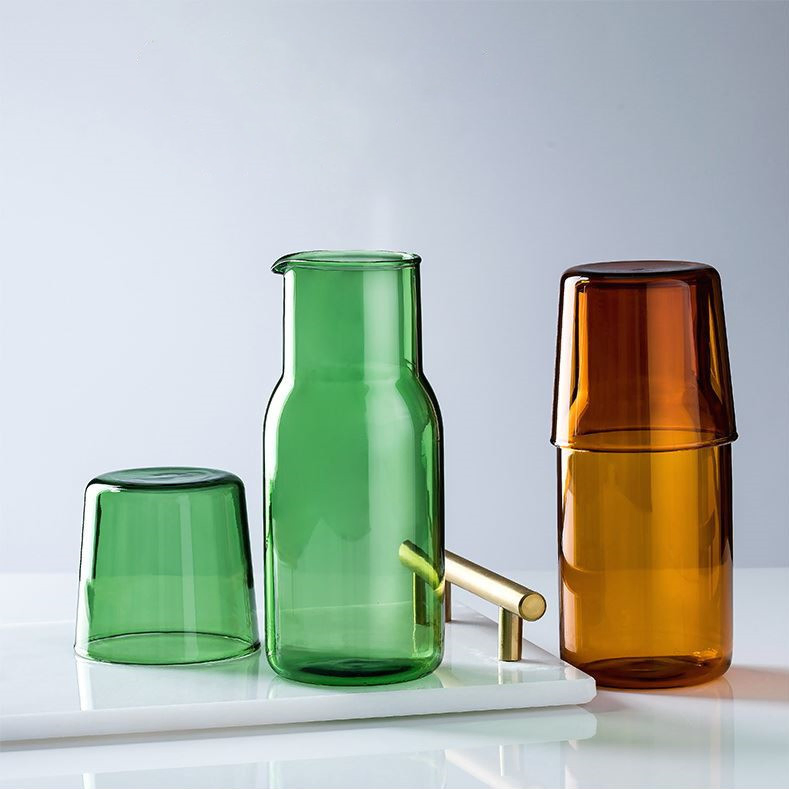 Household Nordic Style Bedside Night Desktop Drinking Glass Carafe and Glass Water Jug