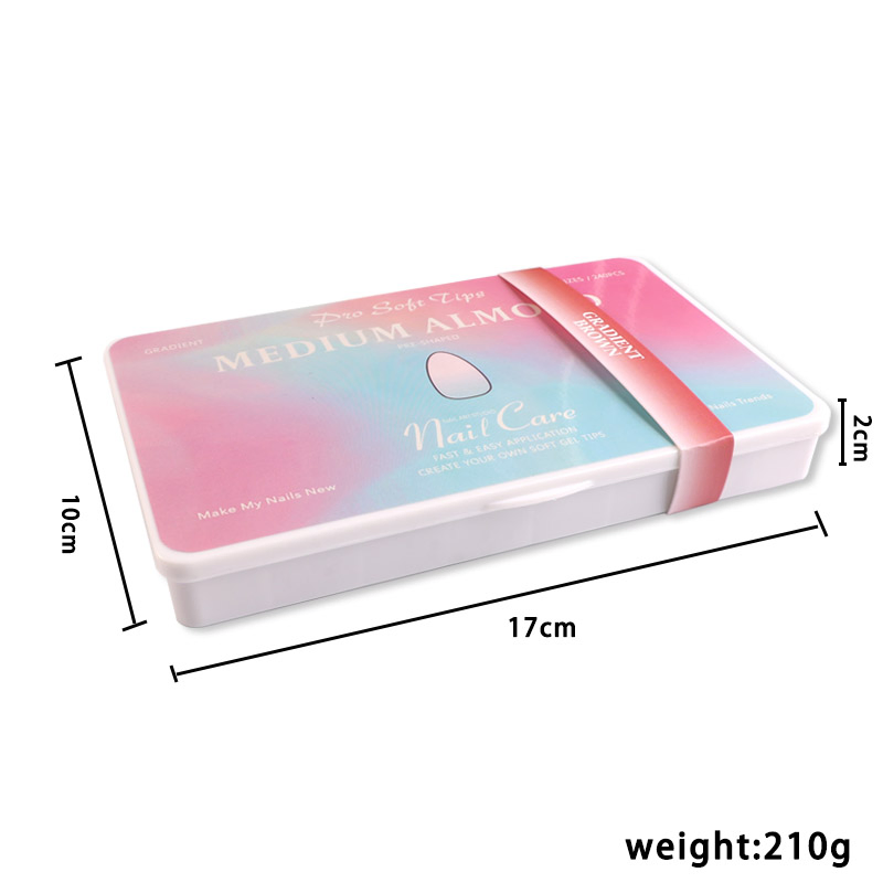 Nail Supplier Tips Acrylic Medium Almond Gradient Light Pink False Nails for Nail Art