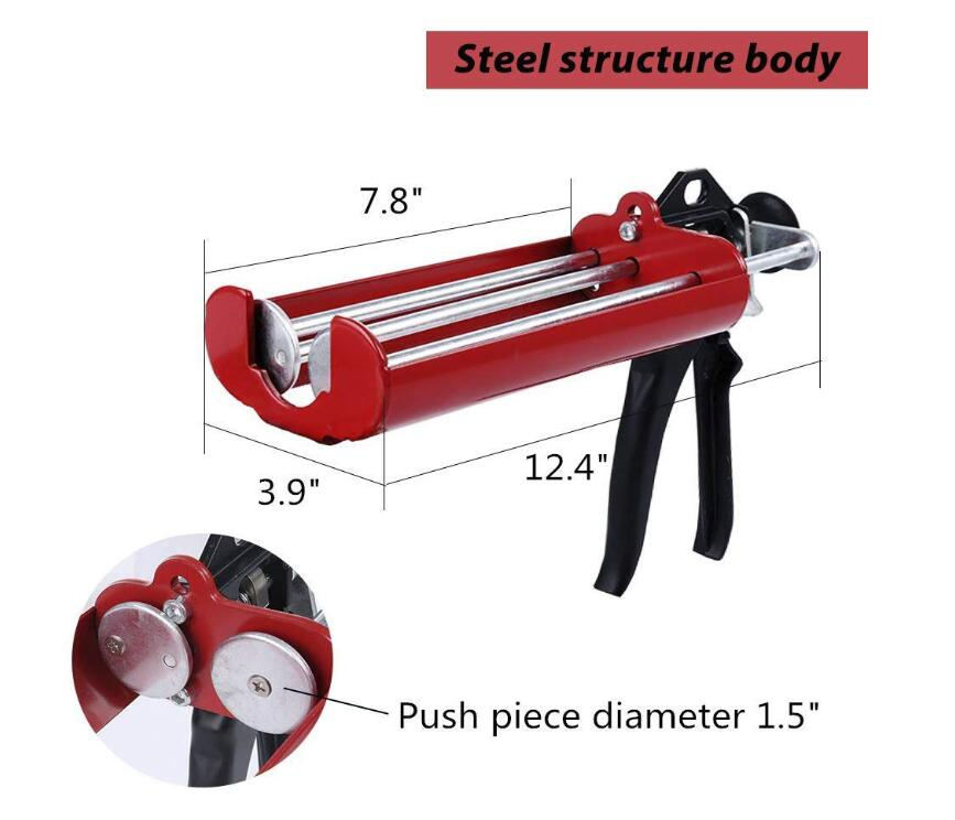 Manual Epoxy Applicator Gun 400 Ml/13.5 FL Oz (1: 1 Mix Ratio) Dual Component Adhesive Cartridge Applicator Double Caulk Gun 2 Part Caulking Gun (Passion Red)