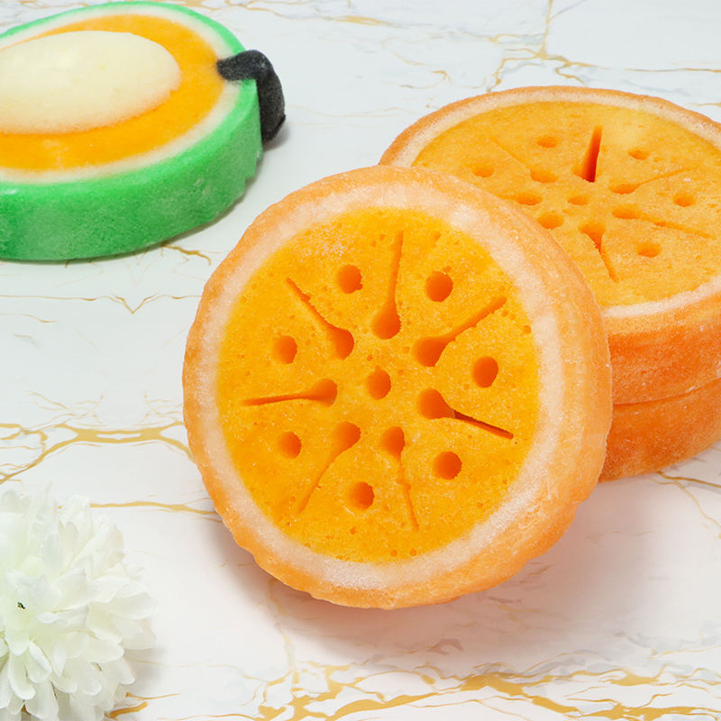 Private Label Body Wash Infused Buffer Soap Infused Sponge Fruit Shape Shower Sponge Soap