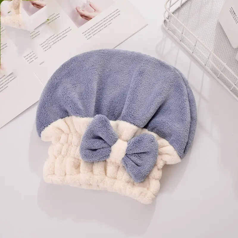 Absorbent Coral Fleece Hair Quick Drying Towels Bath Shower Cap