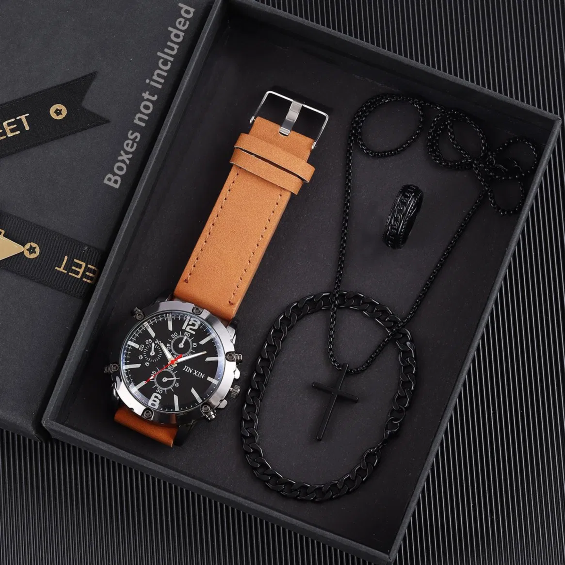 Hip-Hop Trendy Men's Watches and Cross Jewelry