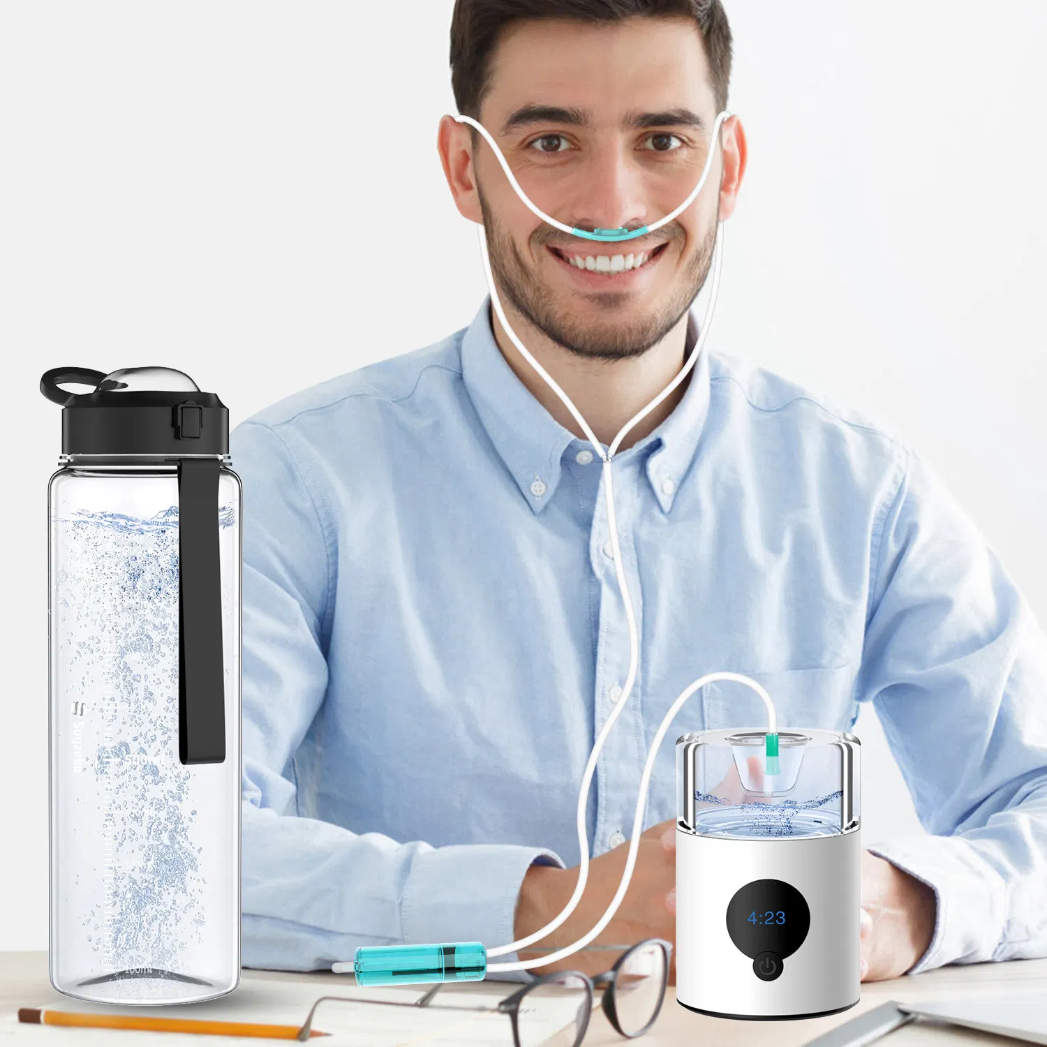 Suyzeko OEM 390ml USB Rechargeable Spe Pem Technology Hydrogen Water Generator Hydrogen Rich Water Bottle