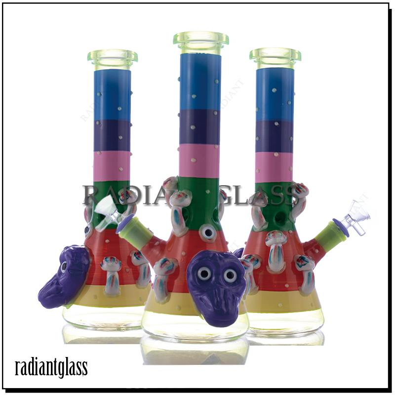 Wholesale Carton Cow Character Mix Color Glass Water Pipe Beaker Hookah Smoking Pipes