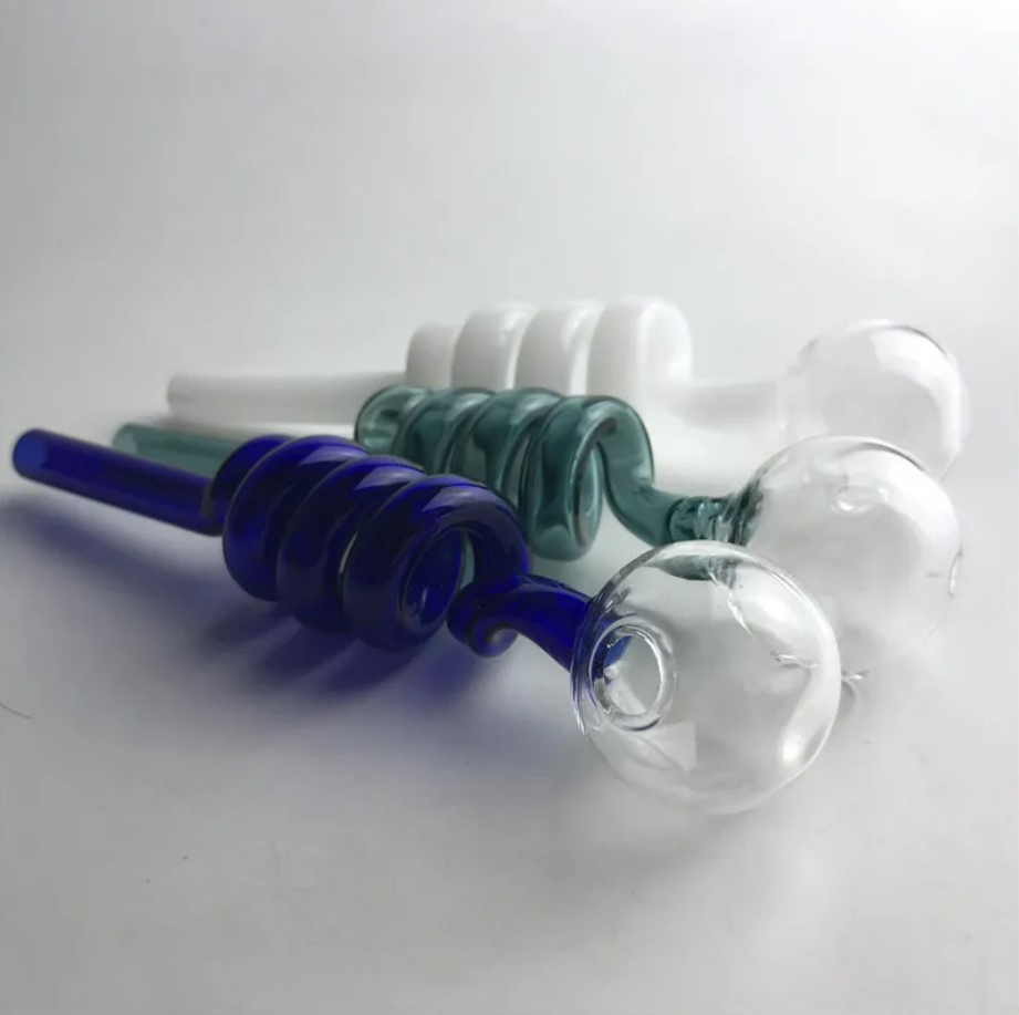 Glass Oil Burner Pipe for Smoking Colorful Thick Pyrex Glass Spring Style Oil Burner Water Pipes Hand Pipe