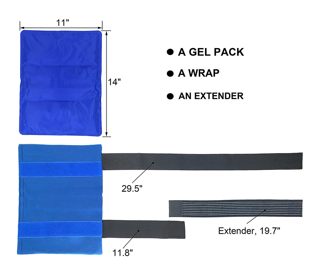 Large Flexible Gel Ice Pack and Wrap with Elastic Straps for Hot Cold Therapy