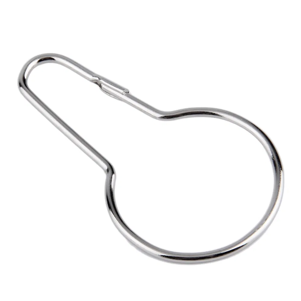 Decorative Stainless Steel Shower Room Curtain Rings Hooks Nickel Metal Bath Bathroom Curtain Hook Hoist Buckle Fittings