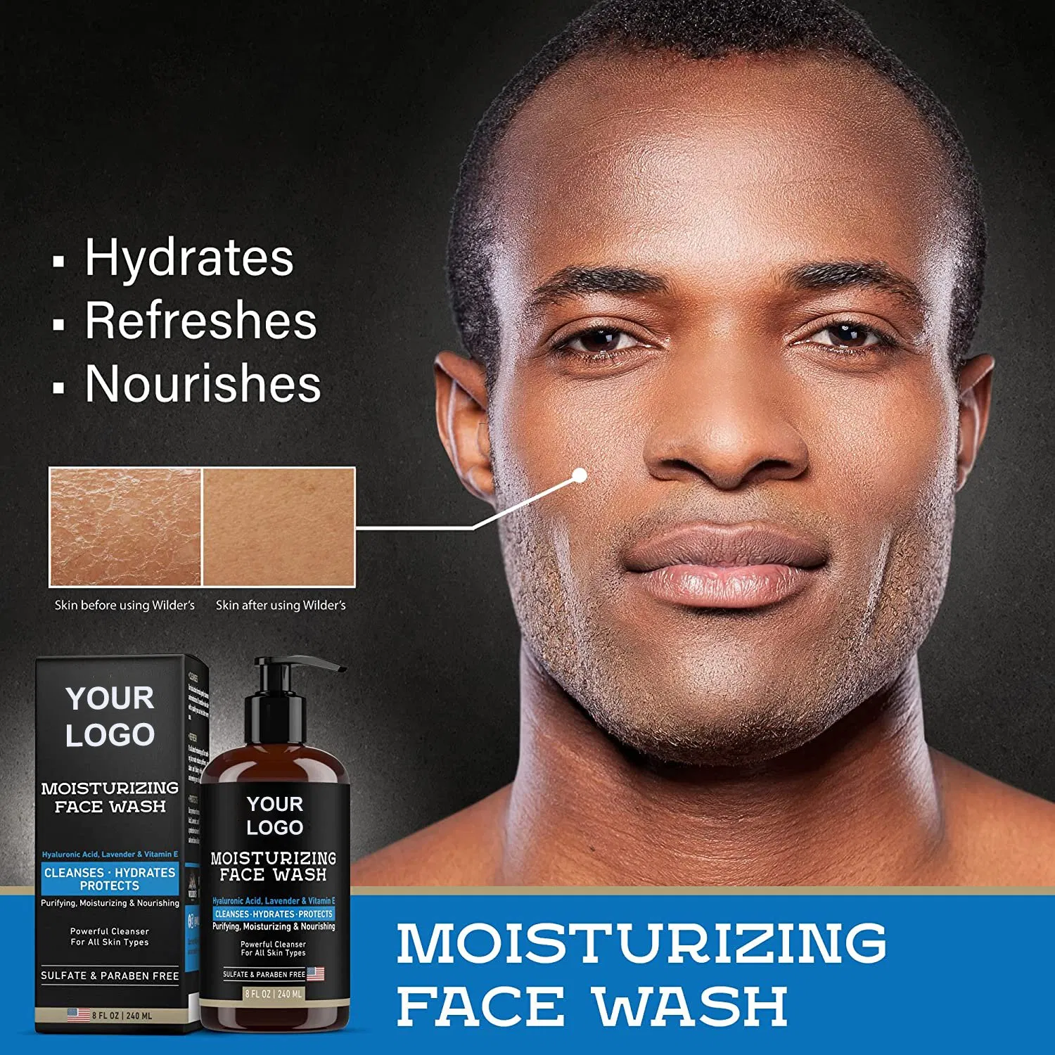 Beauty Cosmetics Skin Care Gentle Moisturizing Hyaluronic Acid Men's Face Wash