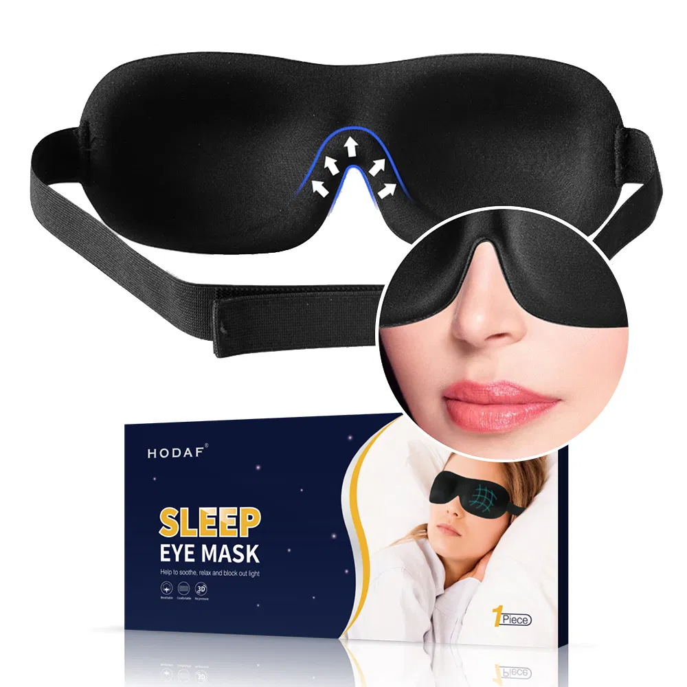 Wholesale Private Label 3D Contour Black Foam Sleep Eye Mask Travel Cotton