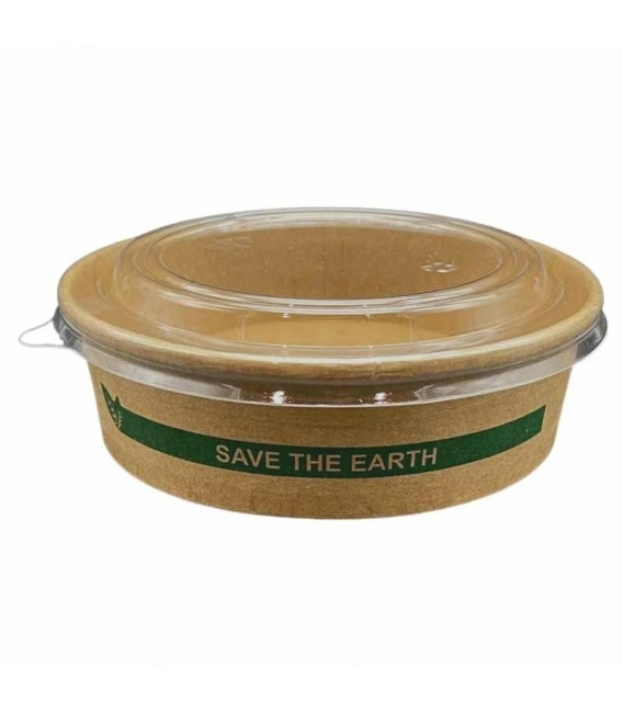 Custom Made 750ml Kraft Paper Salad Bowl with Lid 150X59X127mm
