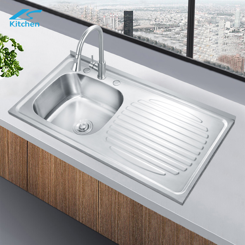 K-10050f Lavabo Unique Drainboard Stainless Steel Sink 304 Basin Deep Laundry for Cabinet Kitchen Sink RV Motor Sink