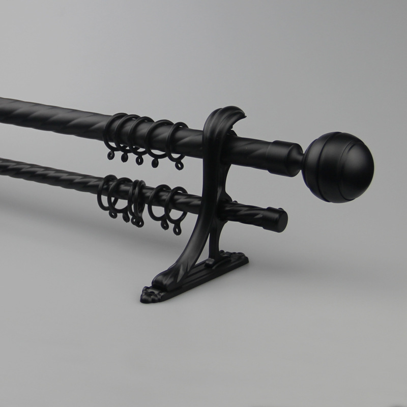 Retro Wall Mounted Black Cast Iron Pipe Fitting Tension Shower Curtain Rods for Home Decoration