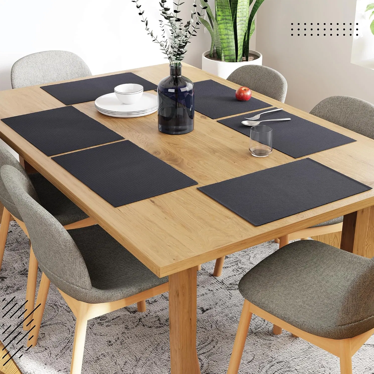 Good Quality Customised Modern Colours 48X33 Cm Ribbed Cotton Fabric Placemats