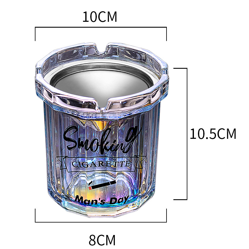 Innovative Ashtray with Glass Preventing Surface Scratches and Glass Circular Ashtray