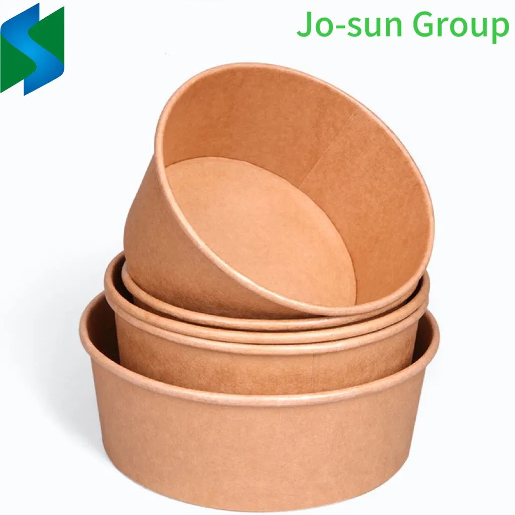 Jo-Sun Disposable Water and Oil Resistant Biodegradable Kraft Paper Round Bowl and Soup Bucket
