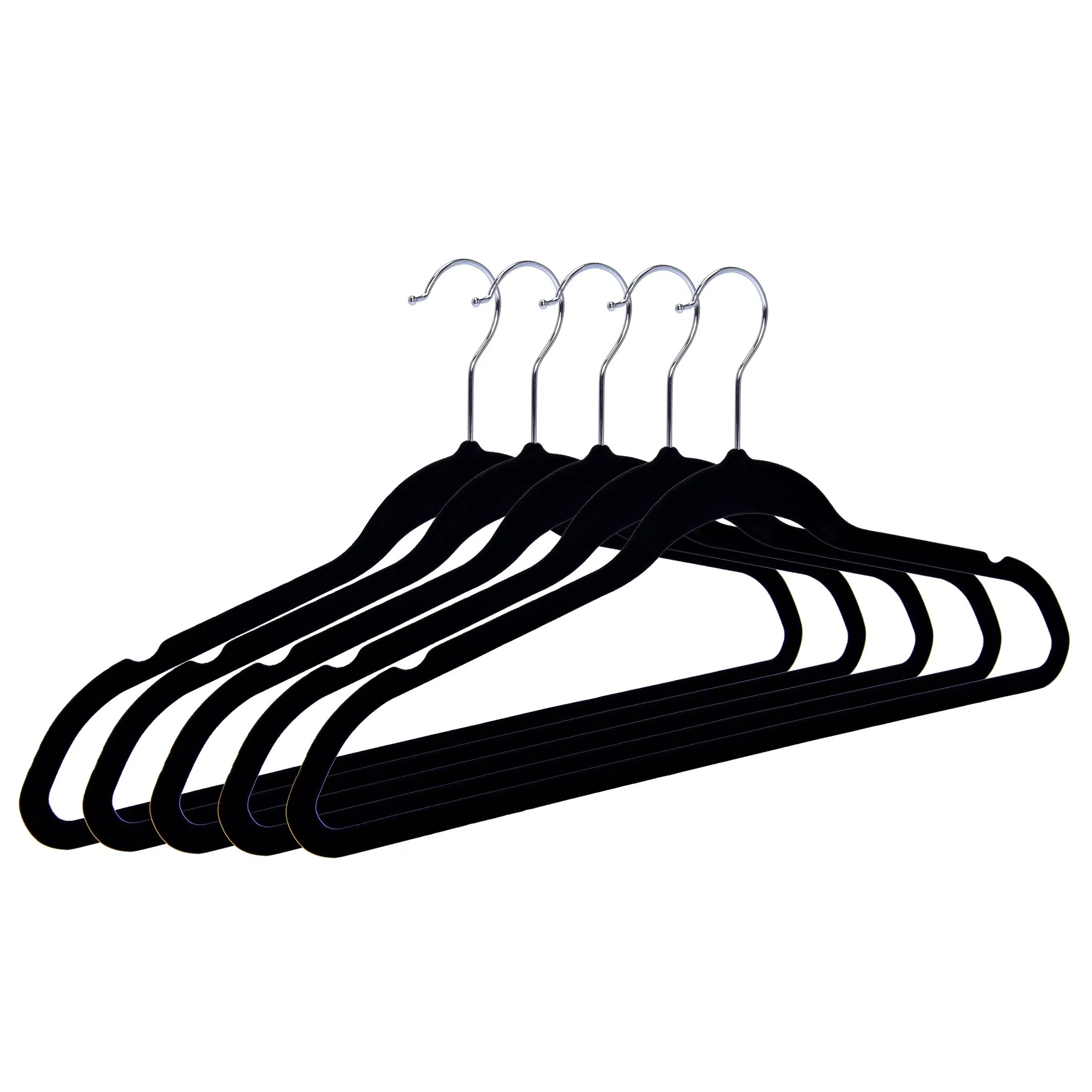 Amazon Basics Slim Velvet Non-Slip Suit Clothes Hangers Black/Silver - Pack of 50