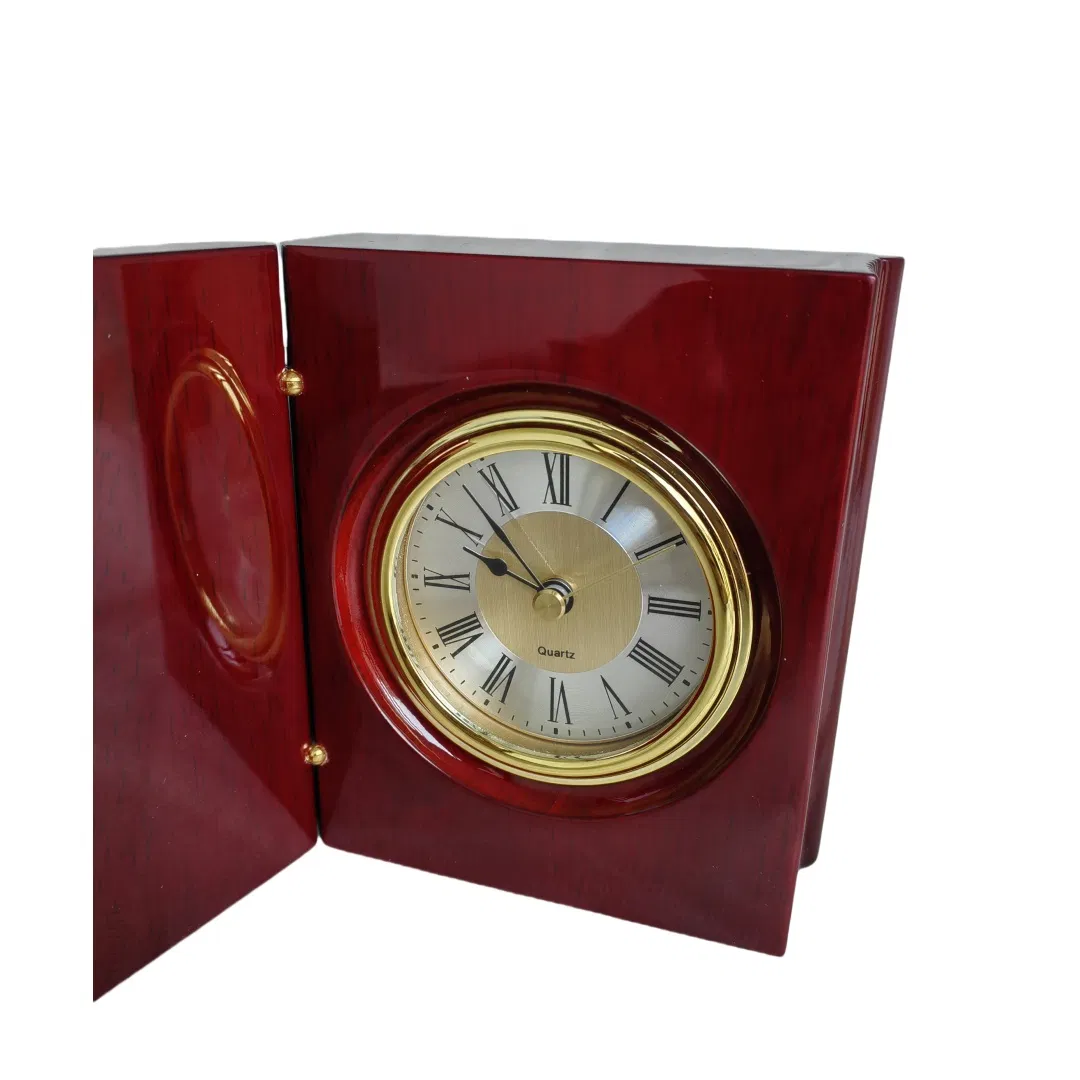 High Gloss Finish Wood Desk Book Shape Clock