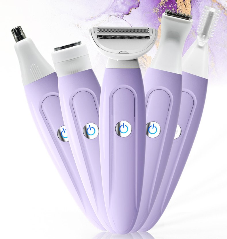 Electric Shaver, 5-in-1, Purple Multi-Function Wet and Dry Double Shaver for Women, Full Body Shaver