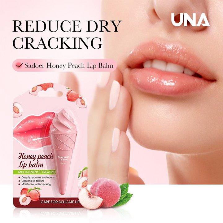 Wholesale 6g Sadoer Avocado Honey Peach Fruit Lip Balm Ice Cream Shaped Hydrating Moisturizing Oil Lip Balm for Lip Care