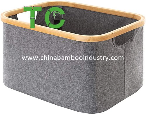 Wholesale Bamboo Laundry Hamper Basket with Handle Collapsible Clothes Storage Bag Bamboo Laundry Basket Collapsible Cloth Hamper