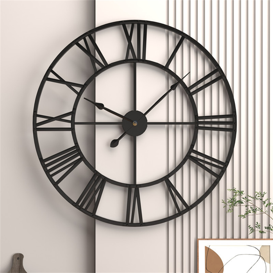 Cross-Border Home Vintage Living Room Wrought Iron Digital Scale Wall Clock