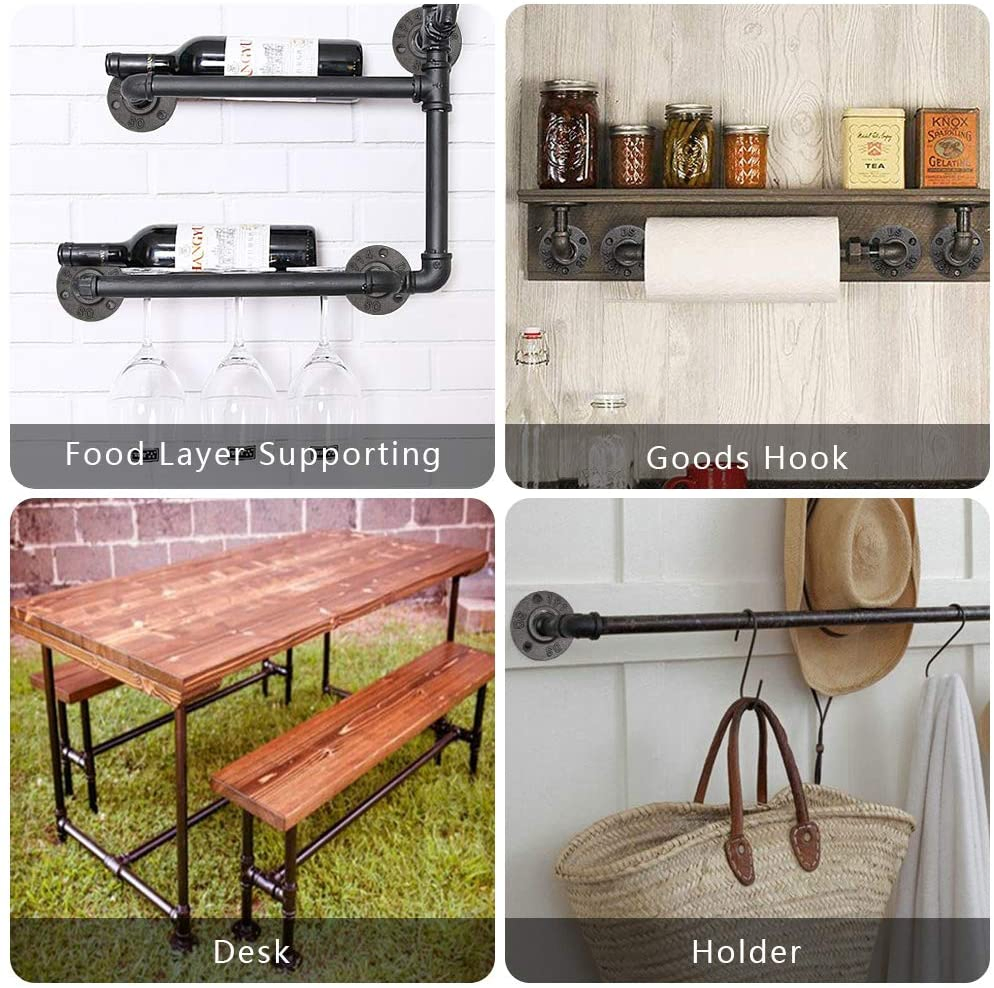 Bsp 1 Inches X 6 Inches Sandblasted Gray Pipe Nipples, Carbon Steel Iron Pipe Nipples and Fittings for DIY Vintage Furniture