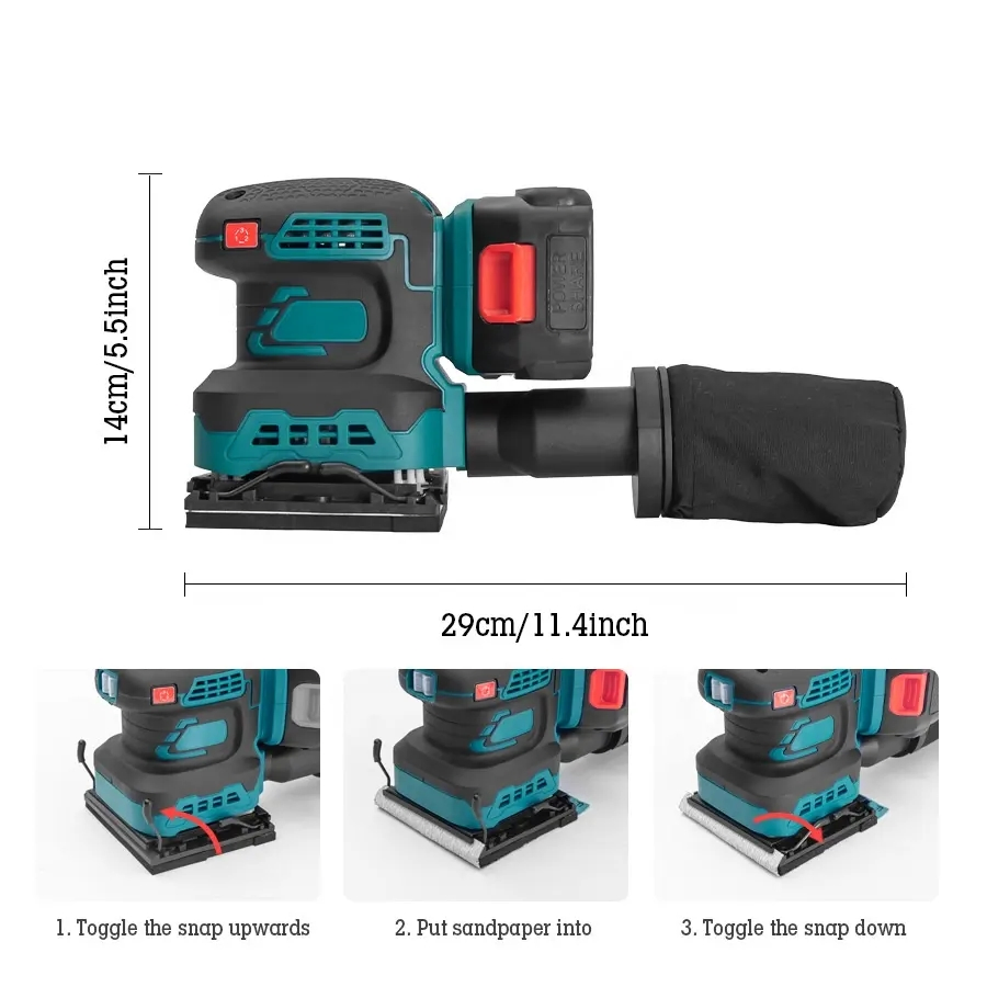 Multifunctional Portable Cordless Sander Electric Tool Sander with Dust Bag for Wood Metal Drywall Putty Polishing and Home Use