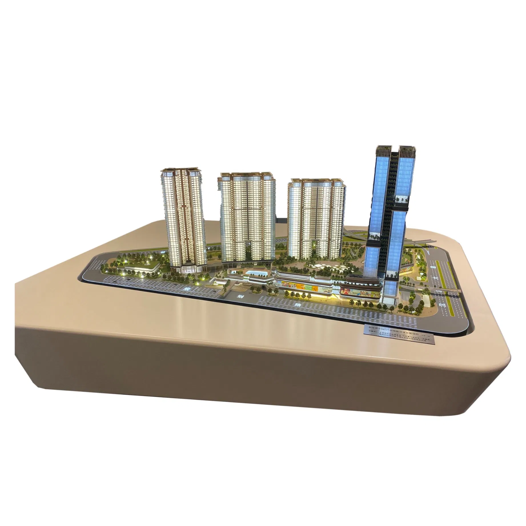 Scale Model Making of Commercial Square Buildings with Lighting Display