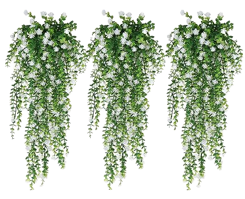 Цветы искусственные подвесные белые УФ-стойкие для дома сада