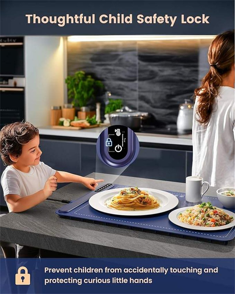 Electric Foldable Silicon Food Warming Mat Flexible Heat Pad for Buffet Roll-up Hot Plate Adjustable Food Warmer Tray