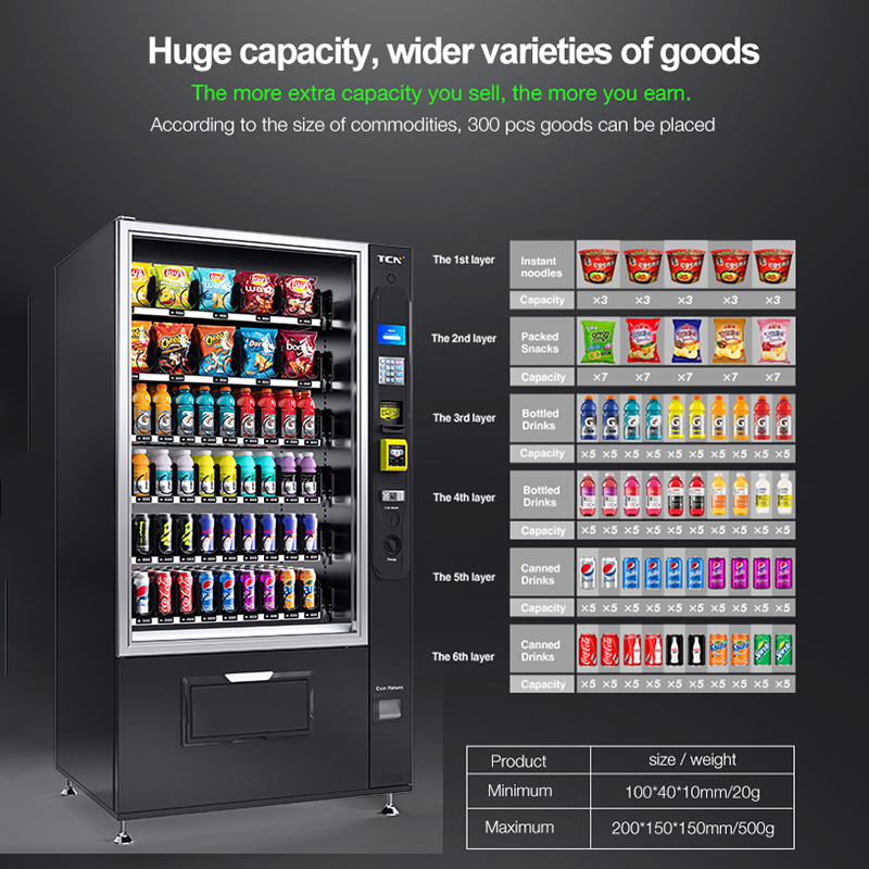 Tcn Snack Beverage Cold Drink Beer Milk Automatic Combo Vending Machine with CE and ISO9001 Certificate