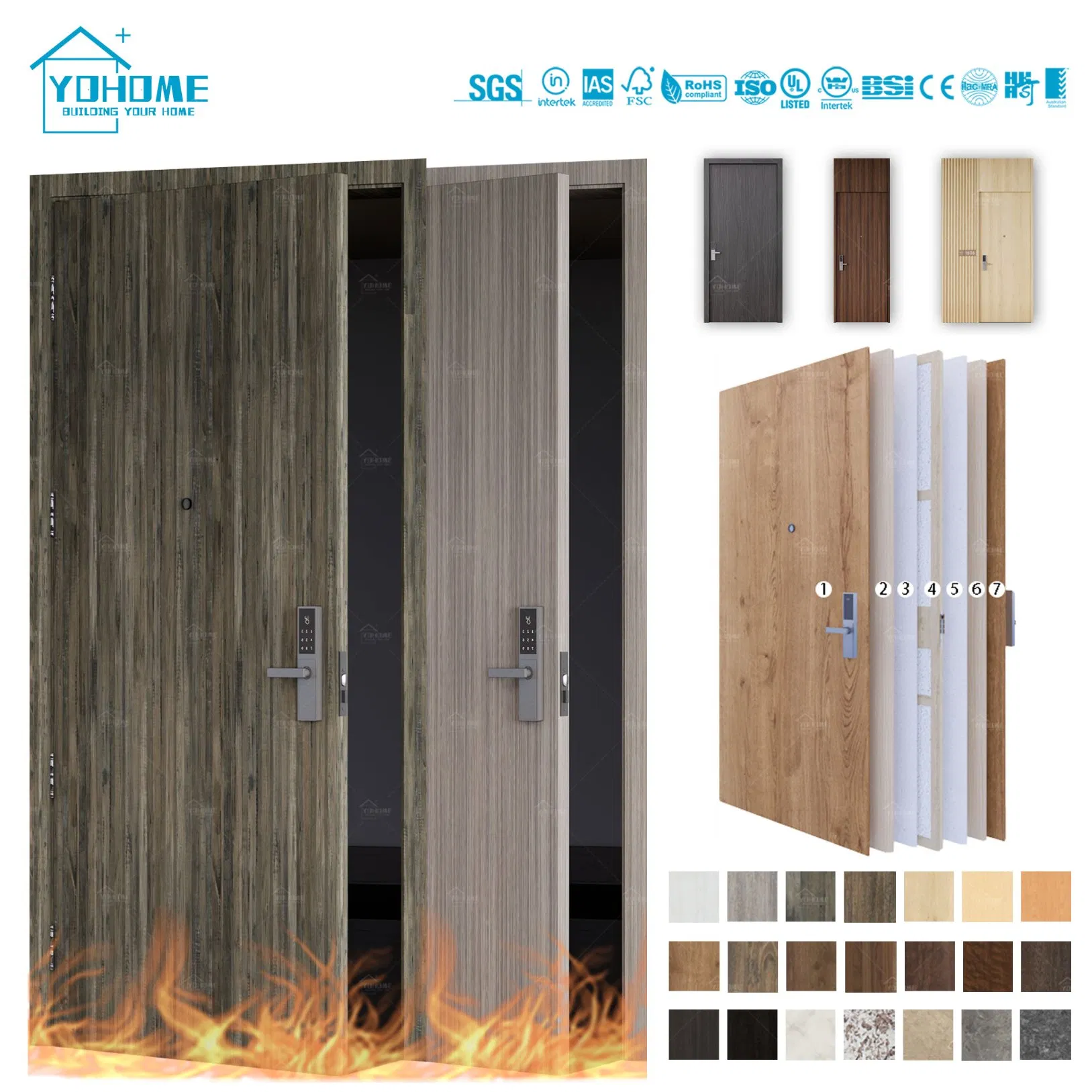 European HPL Compact Laminate Fire Door Ei 60 SA CE Marked Fire Door En 16034 60 Minute Fire Resistant HPL Door