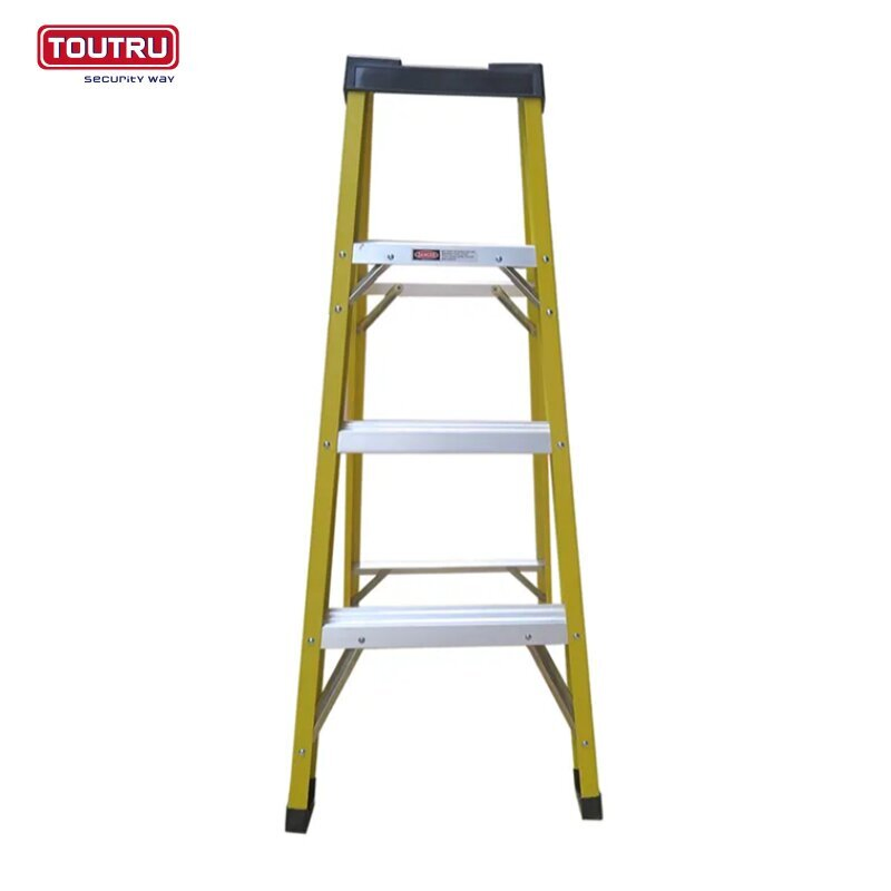 Solid Steel Step Ladder Fiberglass Step Ladder with Convenient Top Tray 3-Step Ladder