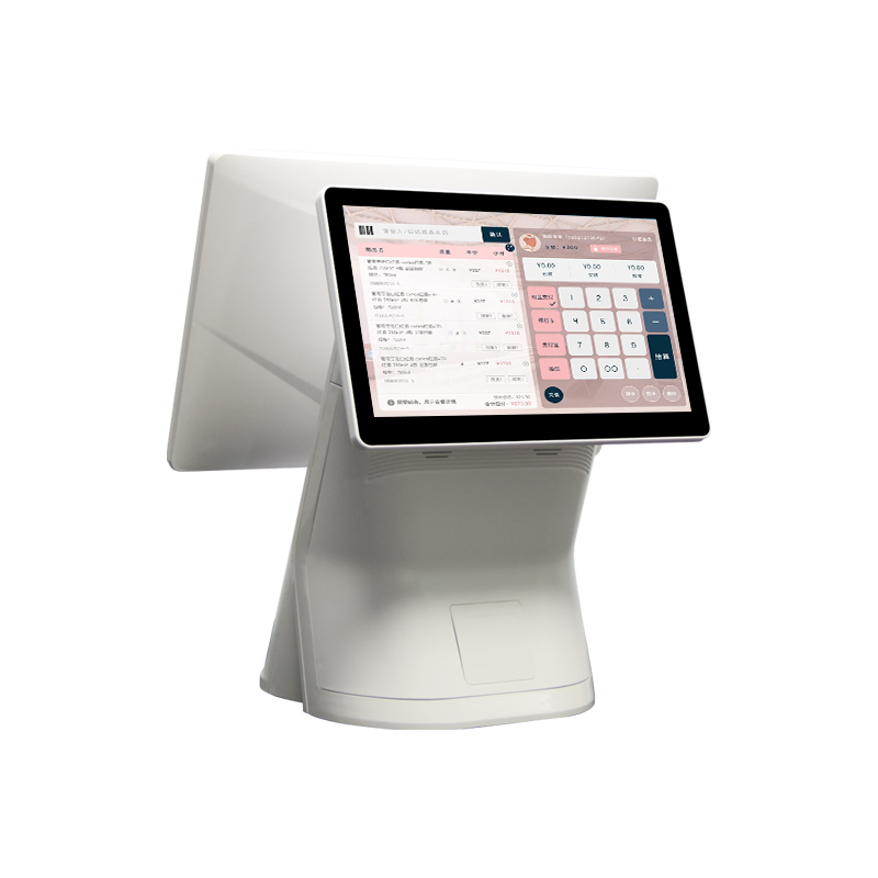 Most Popular 15.6 Inch All-in-One POS System with Dual Touch Screen and Printer Desktop Cash Register Machine for Restaurant