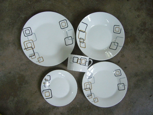 20 PCS Dinner Set with 9"Plate Decal Porcelainware Ceramics Tableware