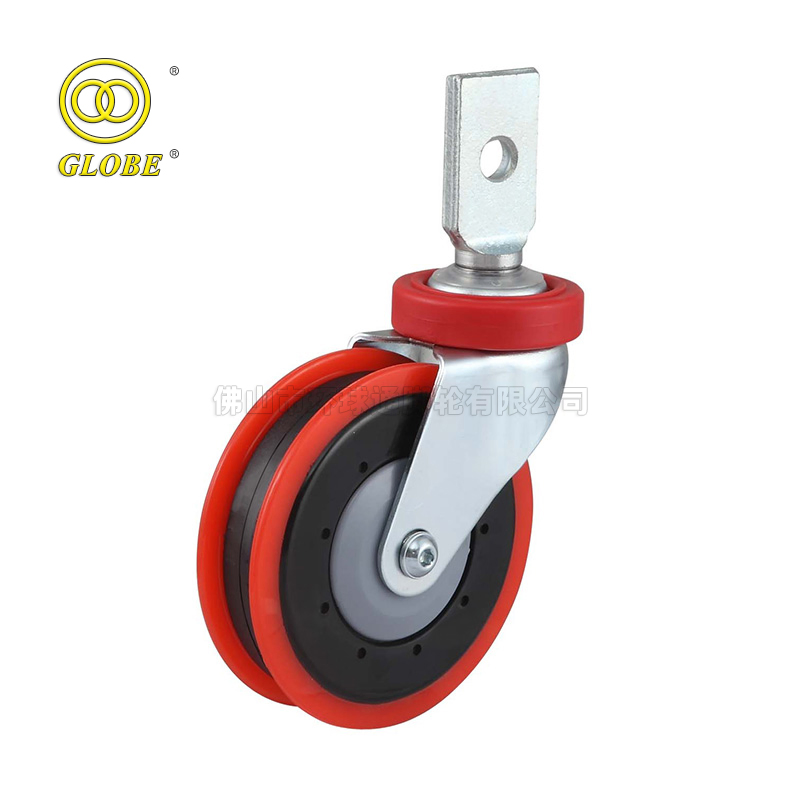 Medium Duty Caster 3 Disc PU Escalator Castor for Shopping Cart Trolley