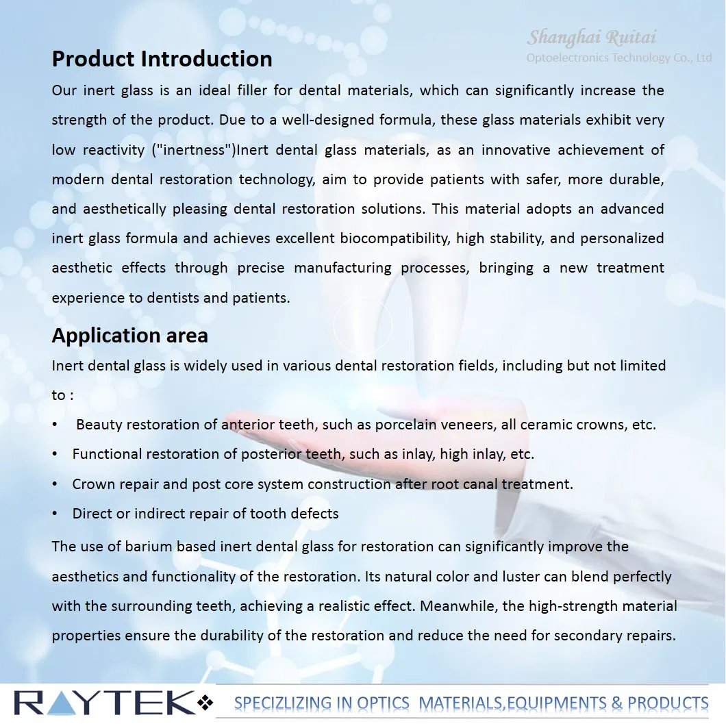 Advanced Inert Dental Glass for Durable Fillings and Restorations