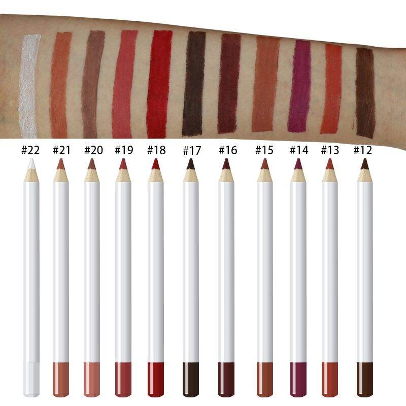 22 Colors White Tube Wood Water Proof Dark Purple Lip Liner Creamy Matte for Black Women