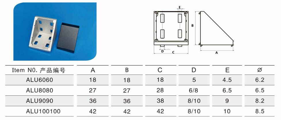 4040 Corner Fitting 4080 8080 Angle Brackets with End Cap Aluminum Profile Accessories