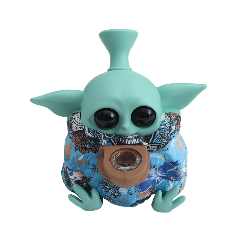 Yoda Daily Used Waterpipes Creative Shisha Hookah Hand Glass Silicone Pipe