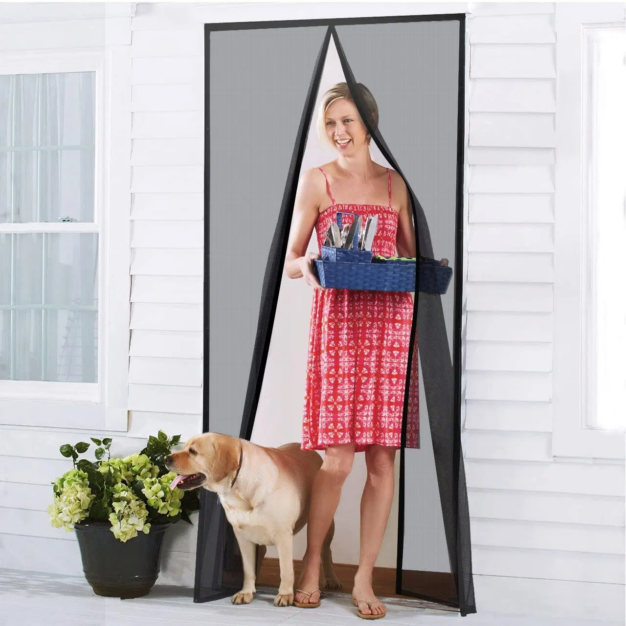 Easy Install Magnetic Screen Door Curtain Anti-Mosquito Net Fly with Strong Magnet