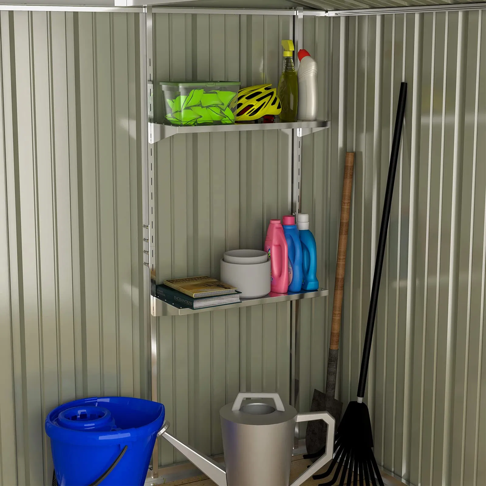 8' X 12' Metal Storage Shed for Outdoor with Detachable Storage Rack