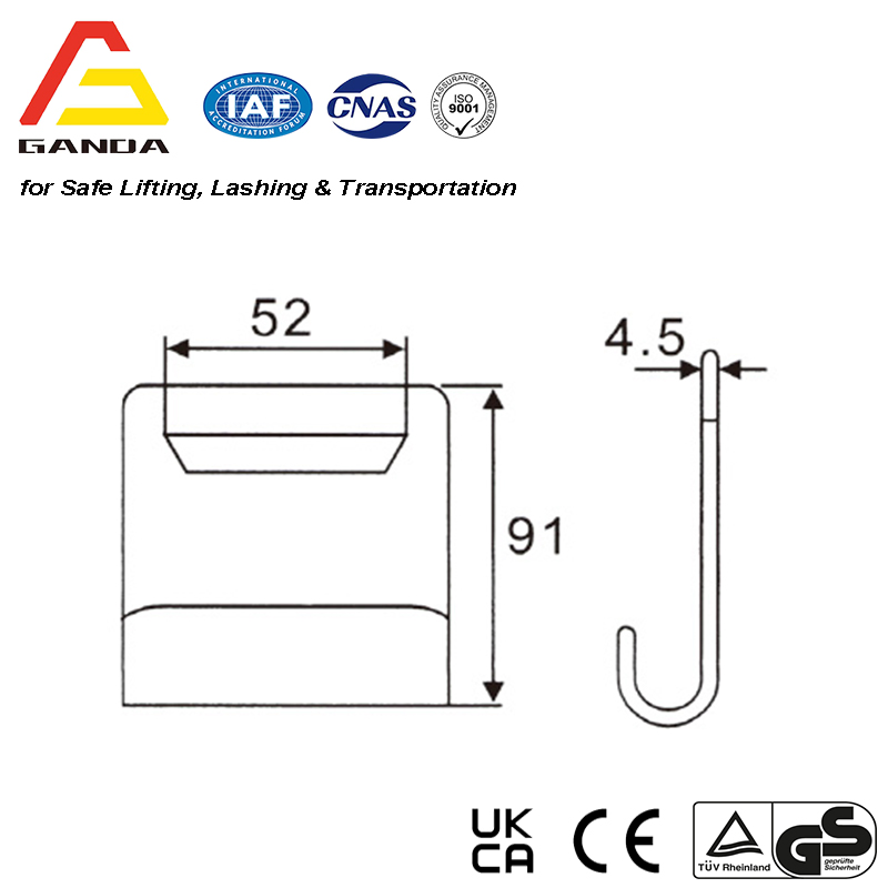 Galvanized or Coated Flat Hook for Ratchet Tie Down Strap