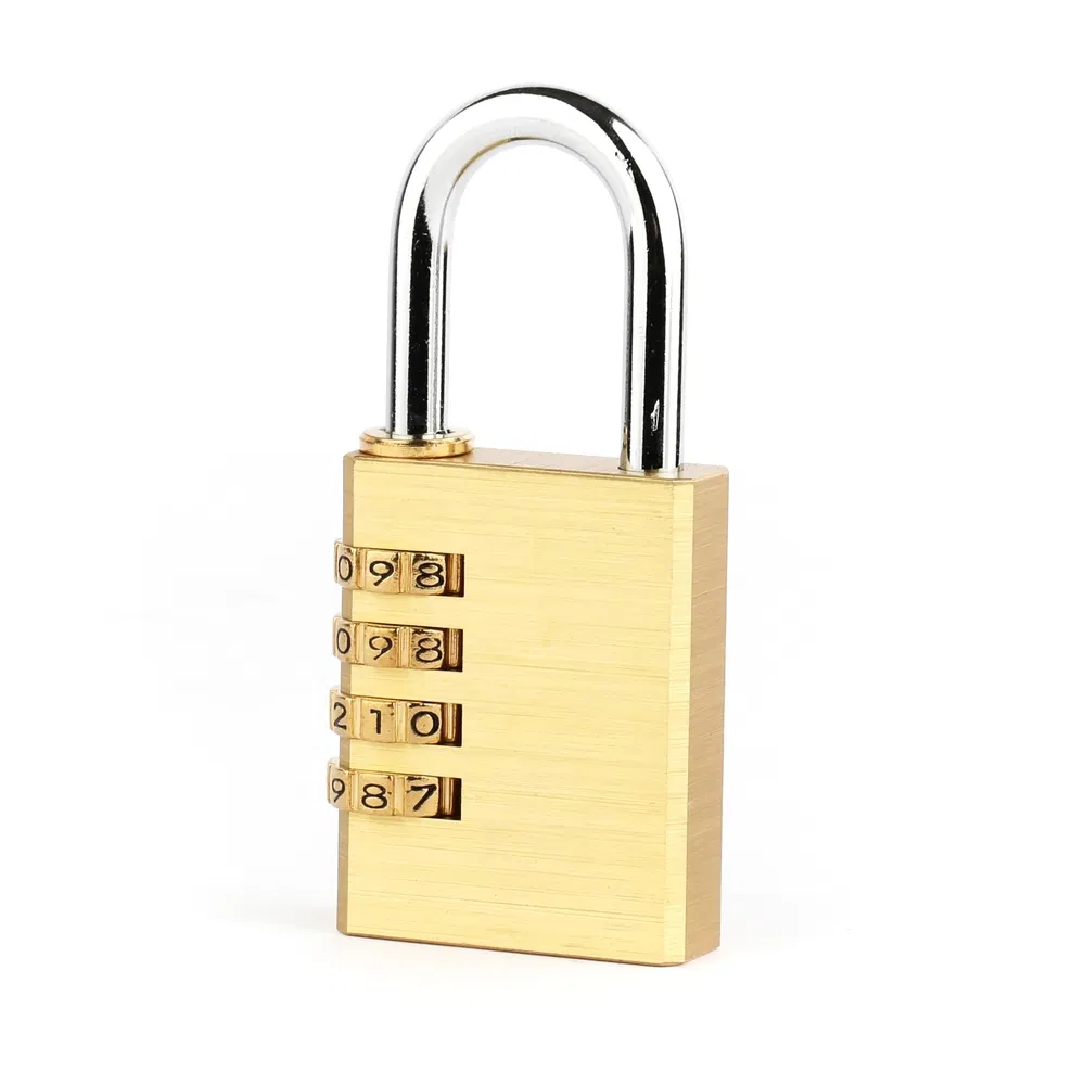Yellow Brass Resettable 3-Digit Combination Luggage Padlock for Gift Box
