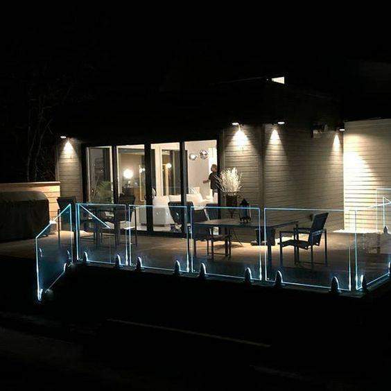 dB Spigot Glass Railing with LED Balcony Fence Design Tempered Glass