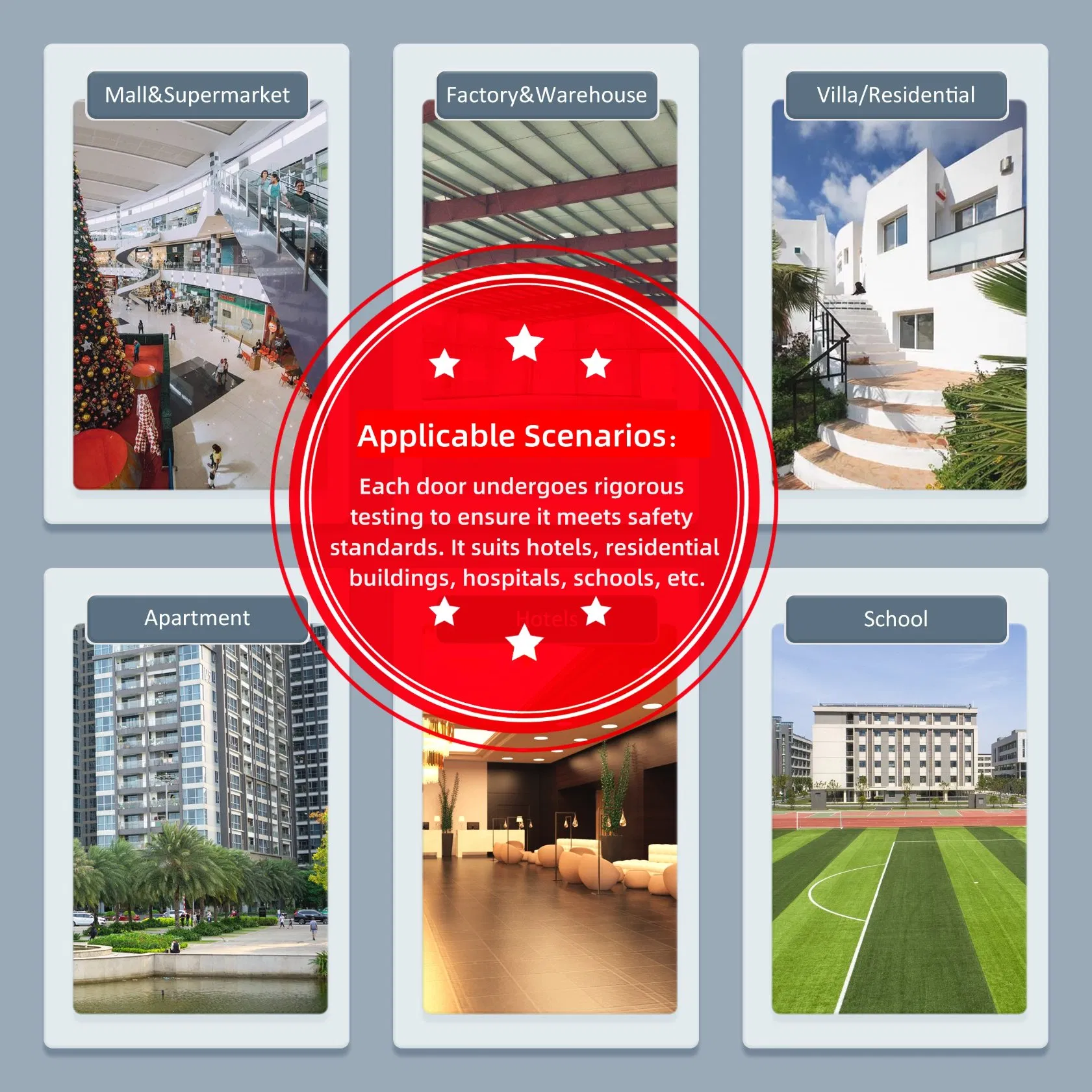 Soundproof Fireproof Wood Fire Door UL 20 Minutes Fire Rate for Hotel