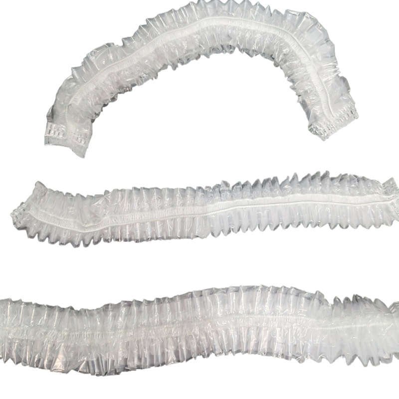 Transparent PE Plastic Shower Cap/Disposable Double Elastic Band Shower Cap