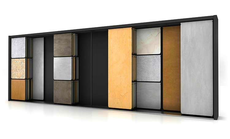 Sliding Ceramic Tile Display Stand Marble Quartz Stone Display Fixture for Showroom