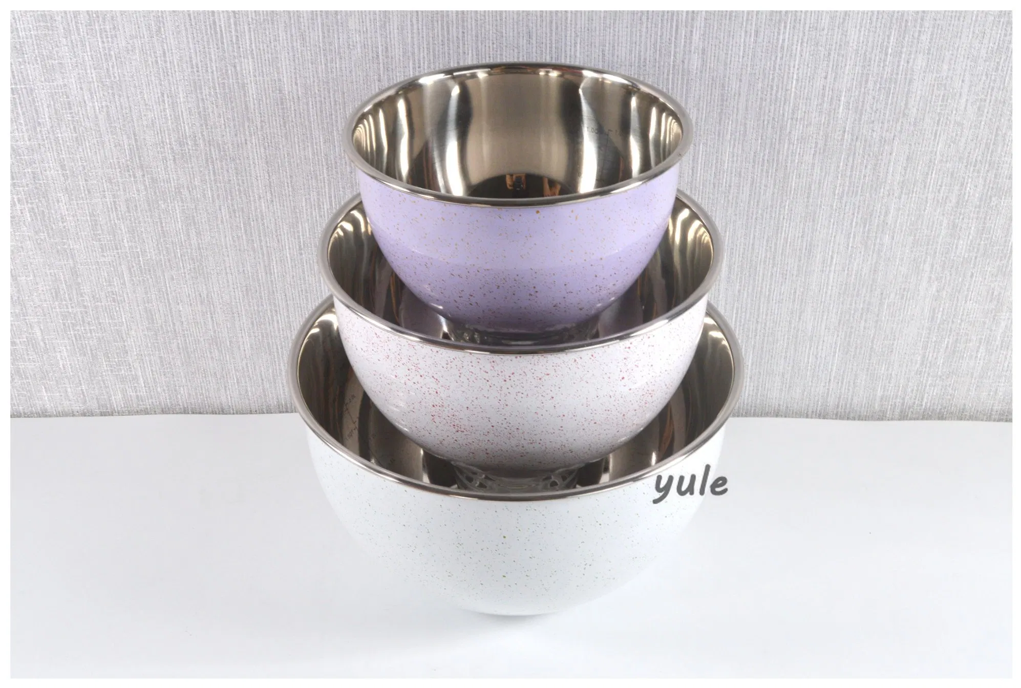Factory Wholesale Colorful Speckled Bowl Kitchenware Stackable Kitchen Bowls Stainless Steel Mixing Bowls with Lid
