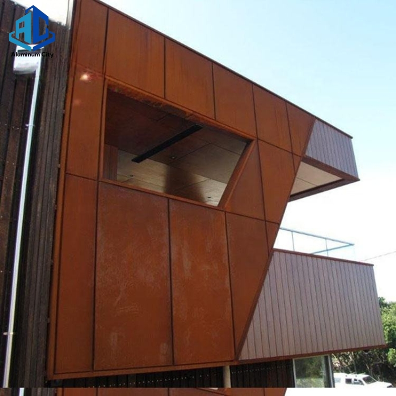 Corten Steel Facade Solid Metal Panel Clad Wall Panels